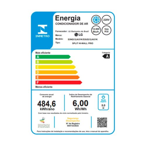 Ar Condicionado Split Inverter LG Hi Wall Dual Voice +AI 12000 BTUs Frio 220V - S3NQ12JA31K - Image 5