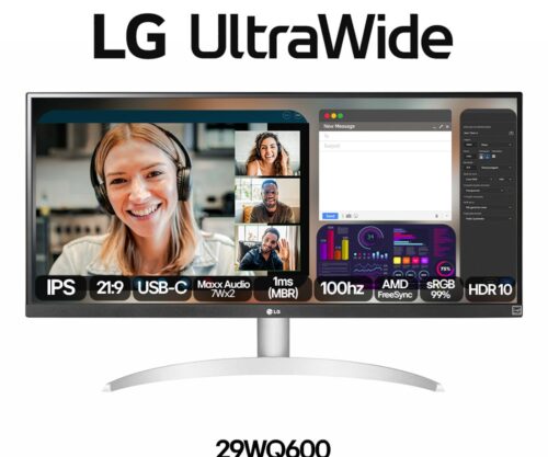 Monitor LG 29" UltraWide 100Hz 1ms FHD Branco - 29WQ600B-W.AWZM