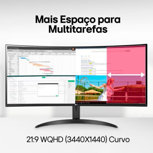 Monitor LG 34" 100Hz 5ms UltraWide Curvo - 34WR50QC-B.AWZM - Imagem 3