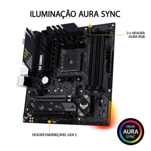 Placa Mãe Asus TUF GAMING B550M AMD AM4 DDR4 mATX -  90MB14A0-C1BAY0 - Imagem 2