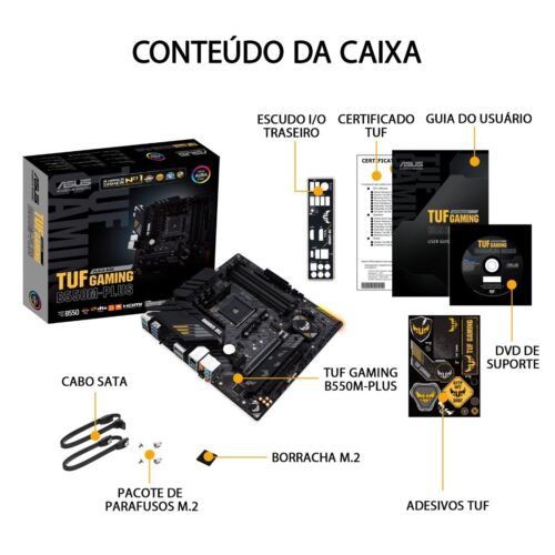 Placa Mãe Asus TUF GAMING B550M AMD AM4 DDR4 mATX -  90MB14A0-C1BAY0 - Imagem 4