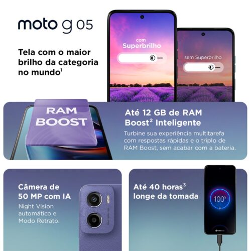 Smartphone Motorola XT2523-2 G05 For Business Cinza 128GB com Capa + Alça + Película - PB6K0039BR - Imagem 7