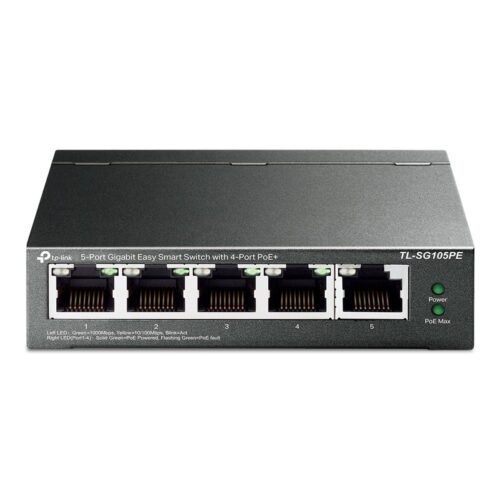 Switch Gigabit Easy Smart 10/100/1000 C/ 5 Portas (sendo 4 Poe) Tl-sg105pe Smb