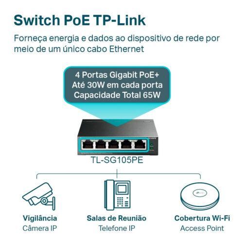 Switch Gigabit Easy Smart 10/100/1000 C/ 5 Portas (sendo 4 Poe) Tl-sg105pe Smb - Imagem 4