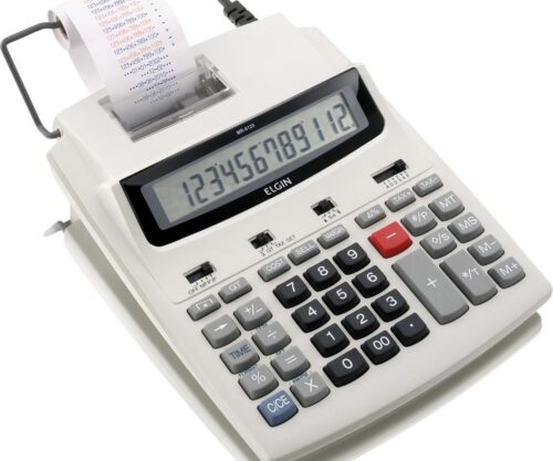Calculadora Com Bobina 12 Digitos, Impressão Bicolor E Display Lcd Mr-6125 Branca