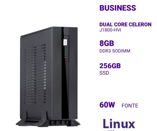 Mini Computador B100 Dual Core Celeron J1800-hvi Mem 8gb Ddr3 Ssd 256gb Fonte 60w Externa Linux Ubuntu
