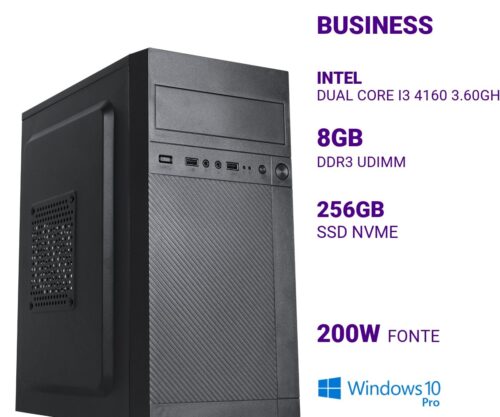 Computador B300 Dual Core I3 4160 3.60ghz Memória 8gb Ddr3 Ssd 256gb Nvme Fonte 200w Windows 10 Pro