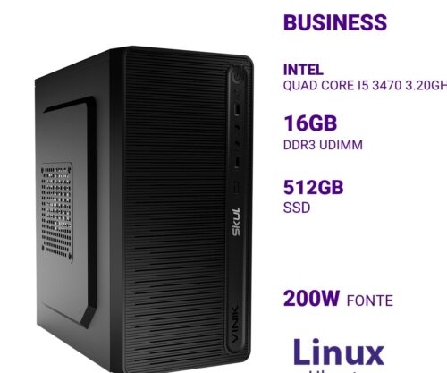 Computador B500 Quad Core I5 3470 3.20ghz Memória 16gb Ddr3 Ssd 512gb Fonte 200w  Linux Ubuntu