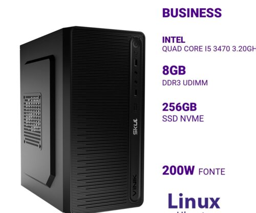 Computador B500 Quad Core I5 3470 3.20ghz Mem 8gb Ddr3 (2x 4gb) Ssd 256gb Nvme Fonte 200w  Linux Ubuntu