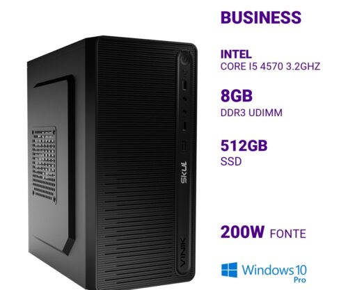 Computador B500 Core I5 4570 3.2ghz Memória 8gb Ddr3 Ssd 512gb Fonte 200w  Windows 10 Pro