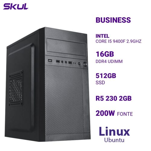 Computador B500 Core I5 9400f 2.9ghz Memória 16gb Ddr4 Ssd 512gb R5 230 2gb Fonte 200w Linux Ubuntu